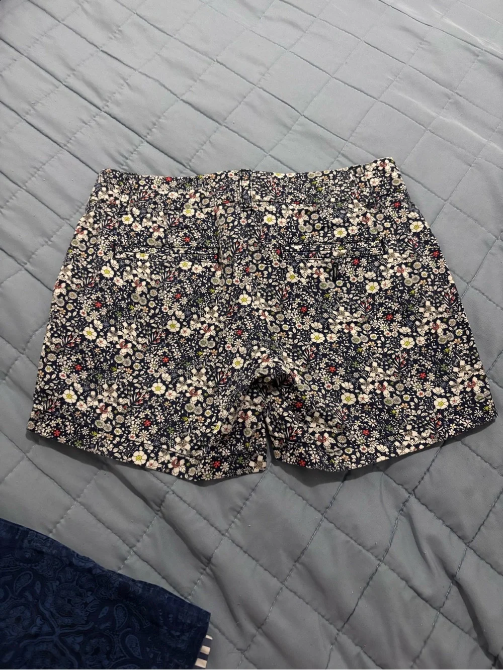 J. Crew Navy Floral Print Flat-Front Shorts